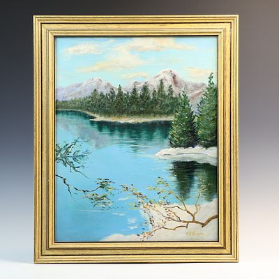 Vintage original oil on canvas painting by R. Graves 19.5X23.5 inches