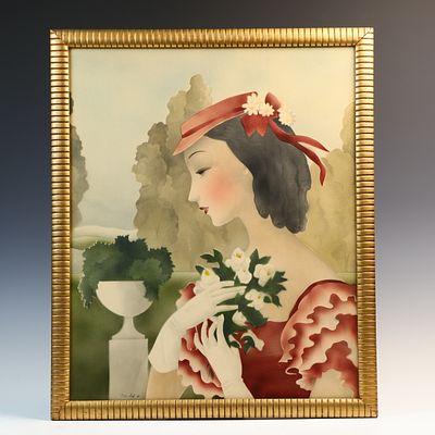 Vintage watercolor art print by Michel 20X24 inches