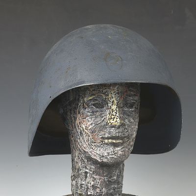 Antique military metal helmet marked USN MK2 13X11 inches