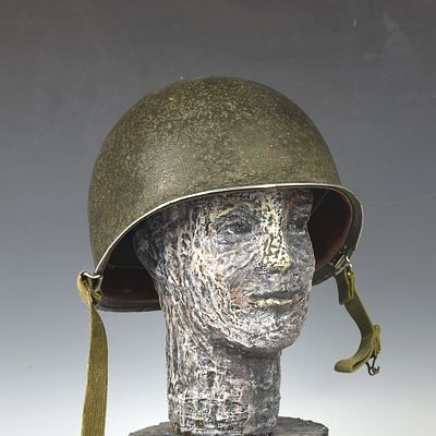 Antique military metal helmet with Inner Shell. Antique military metal helmet 11X9.5 inches 