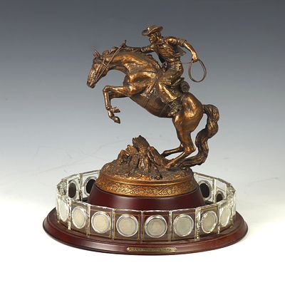 Danbury Mint Crystal Collection Cowboy Liberty Head Nickels 20 Nickels, Resin sculpture wood 