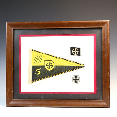 Framed Na*zi SS Panzer Tank Commander flag Mounted and Framed. Framed Na*zi SS Tank Commander 