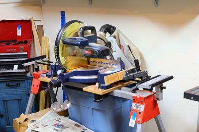 Ryobi 12 Inch Compound Miter Saw Good condition saw stand in photo is a separate lot and not