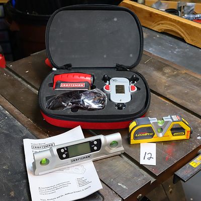 Craftsman Laser Level in case and 2 other levelsPick up of this lot is from a Private Residence
