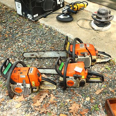 Three Stihl Chainsaws. Three saws, Stihl MS180C, MS360 and an 028 AV SuperPick up of this lot is