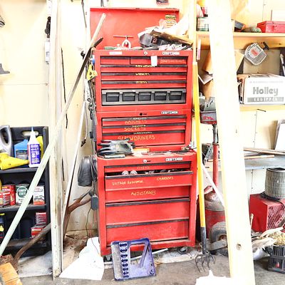 Craftsman Rolling Two stage tool chest. Craftsman tool chest 57X26.5X18 inchesPick up of this