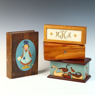 A Collection of Decorative and Promotional Wooden Keepsake Boxes. This collection includes 