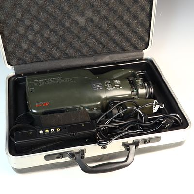 Panasonic OmniMovie VHS HQ AF X6 CCD Camcorder with Accessories and Hard Case. This lot features 