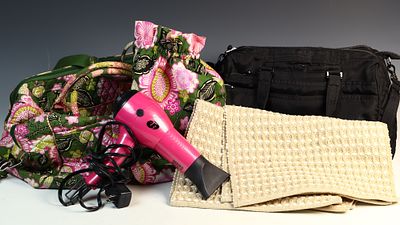 A Collection of Travel and Personal Care Accessories including Vera Bradley and T3 Micro. This 