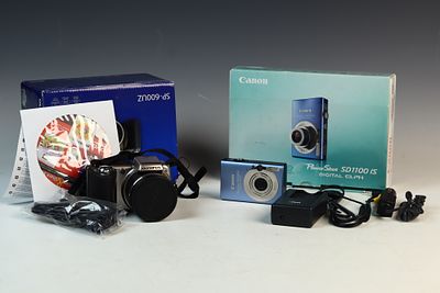 Two Digital Cameras including Olympus SP-600UZ and Canon PowerShot SD1100 IS. A collection of 