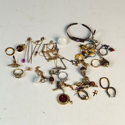 A Collection of Vintage and Contemporary Costume Jewelry Including Equestrian Medal. An 