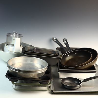 An Assortment of Cookware Bakeware and a Cuisinart Mini Prep Processor. This lot consists of a 