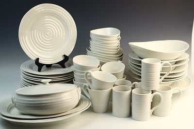 A Collection of Sophie Conran for Portmeirion White Pattern Tableware. A large collection of 