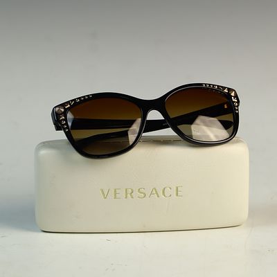 Versace Model 4270 Black Acetate Studded Cat-Eye Sunglasses. A pair of Versace sunglasses, model 