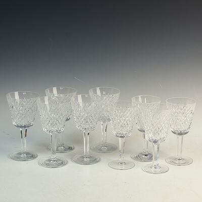 A Set of 8 Waterford Crystal Alana Pattern Sherry Glasses. A set of eight lead crystal stemware 