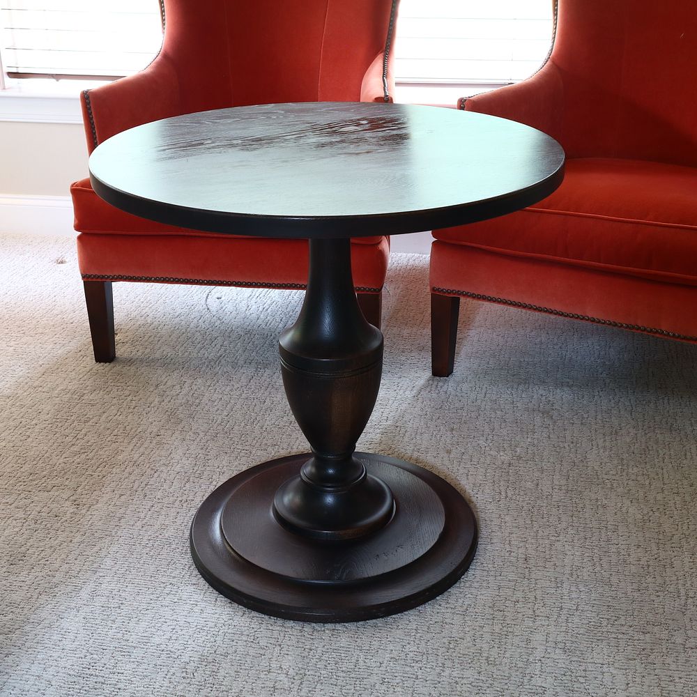 Lot 212: Ethan Allen Traditional Style Round Wood Pedestal Accent Table