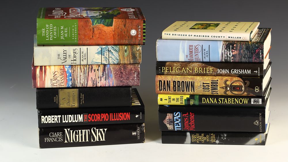 Lot 195: A Collection of Modern Hardcover Fiction Including Jean M. Auel and John Grisham (DJ)