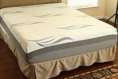 Contemporary Upholstered Bed with Memory Foam Mattress. A contemporary bed assembly consisting 