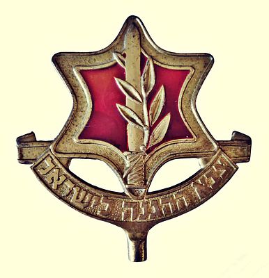 ISRAEL IDF JUDAICA A Large iron Emblem that was on a Flag. The unit's flag is a military