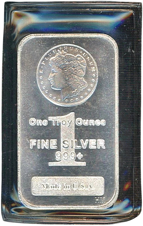 מטיל כסף טהור 999,. במשקל 1 אונקיה, בניילון אטום וסגור, עם חותמת מורגן, תוצרת ארה"ב.