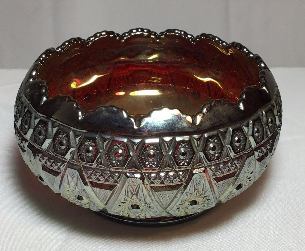 Lot 156: Silver overlay Cranberry Glass bowl 7?Âx3.5?Â Cypher