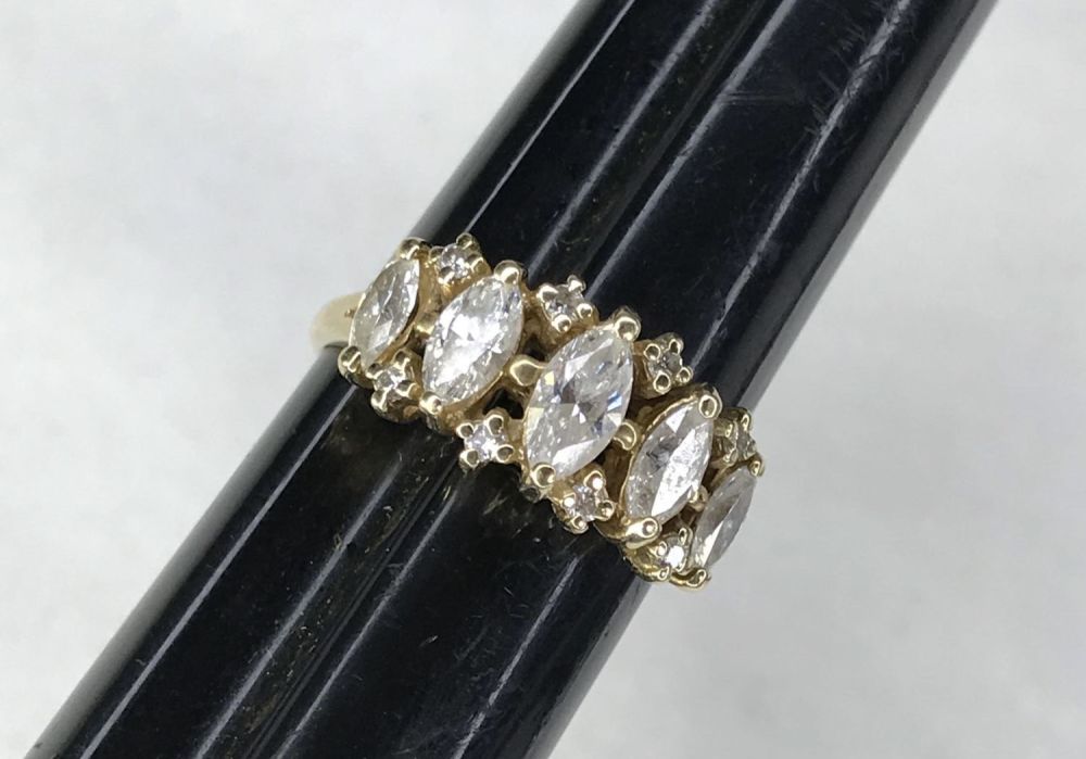 Lot 184: 14kt Gold Diamond Ring 2 karats of Gorgeous Marquis on