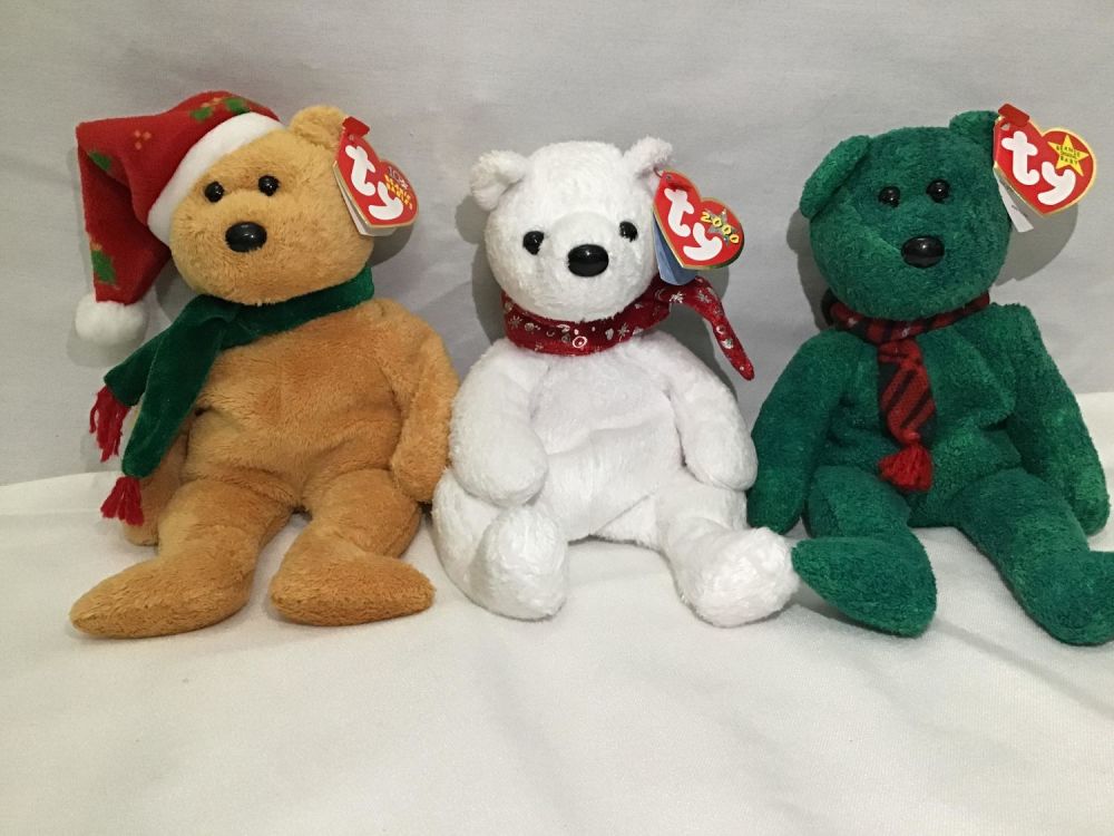 Lot 175: Beanie Babies Holiday Teddy Bears 2000 2003 and 1999