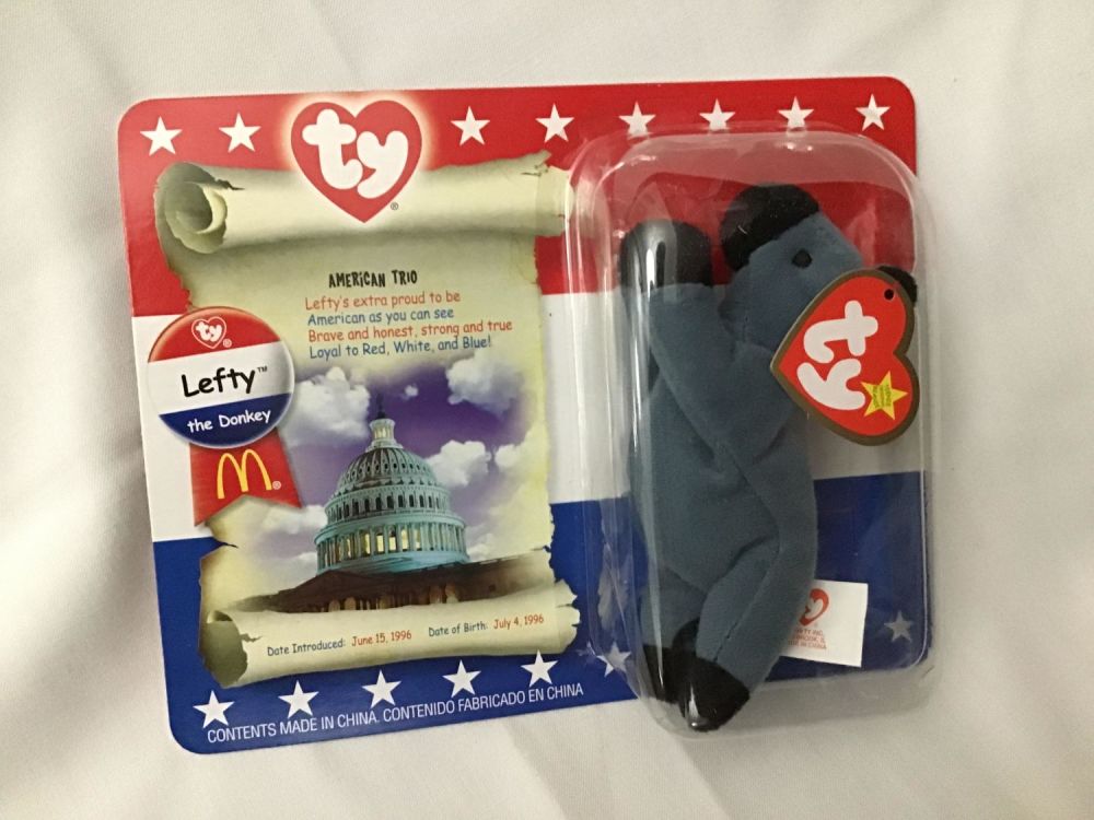 Lot 199: TY Beanie Baby Lefty the Donkey 1996 New in package