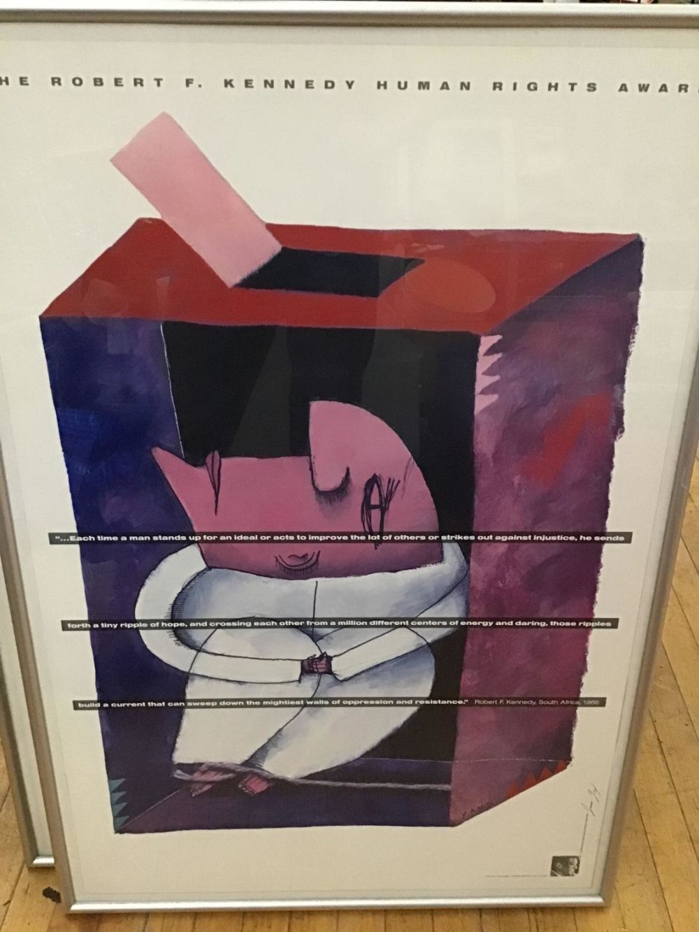 Lot 205: Robert F Kennedy Human Rights Award Illustration signed