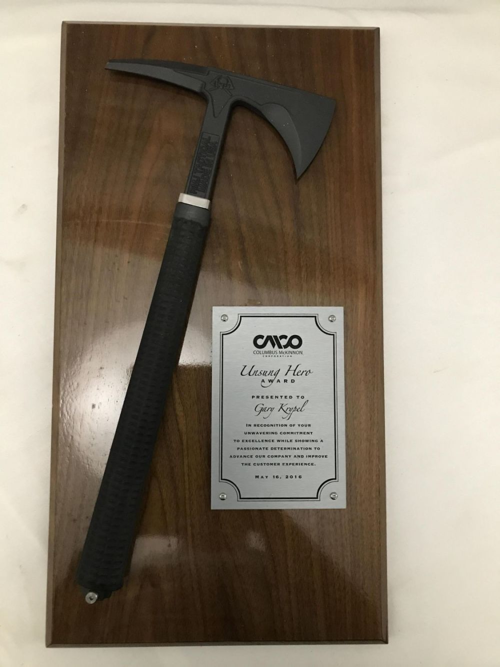 Lot 220: RMJ Tactical Axe Unsung Hero Award .