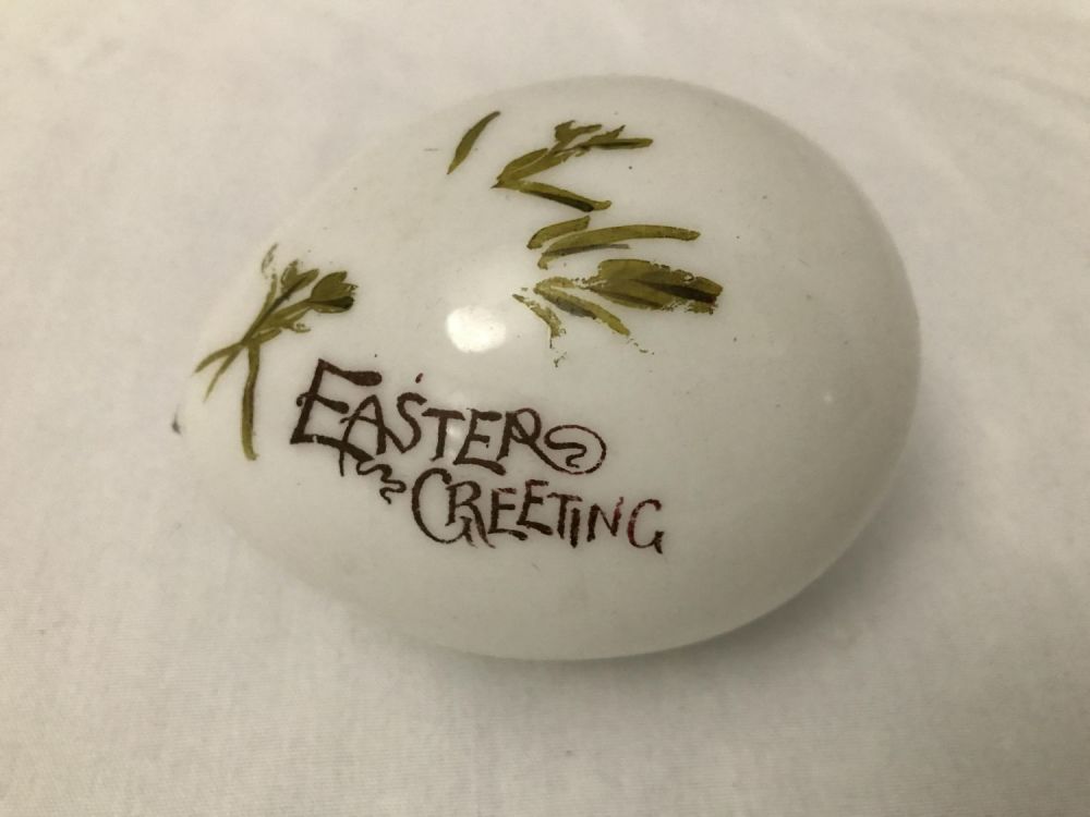 Lot 271: Blown Glass Easter Egg, Handpainted 4in long