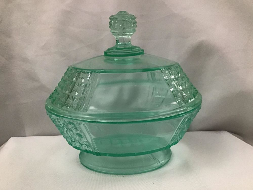 Lot 278: Glass Candy Dish Measures 7 inches tall by 7 inches