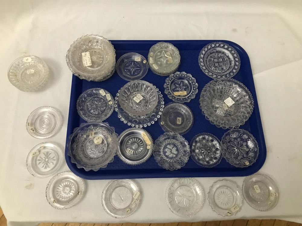 Lot 281: Delicate 1800â€™s Glass cup Plates . Intricate