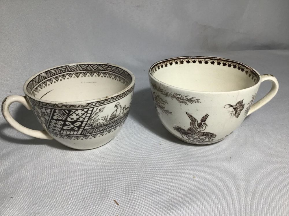Lot 177: Transfer-Ware tea cups Staffordshire .