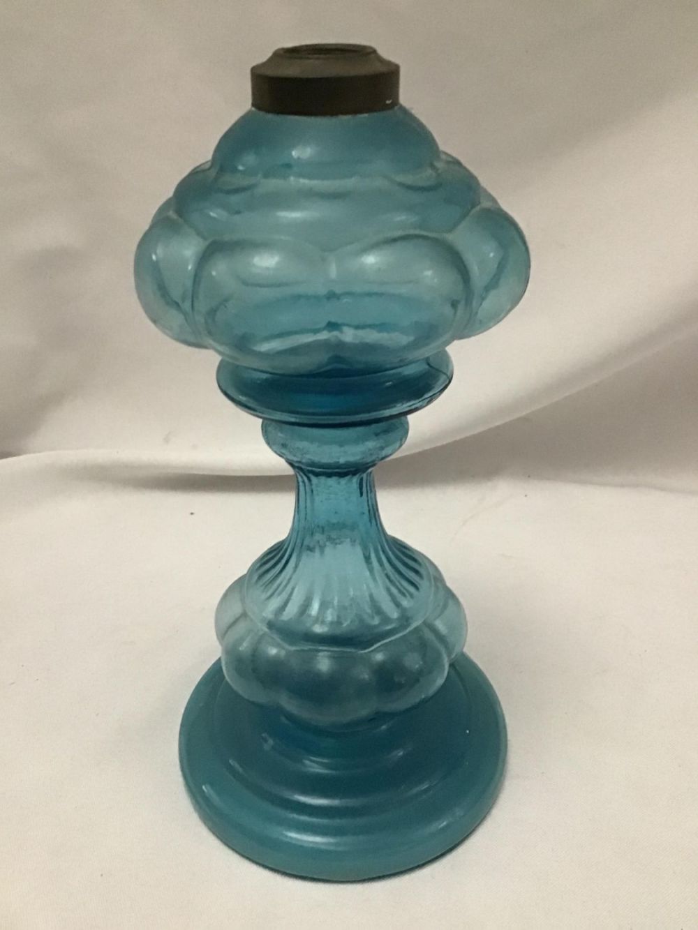 Lot 188: Depression Glass Oil Lamp 10" tall and 5" Diameter Base
