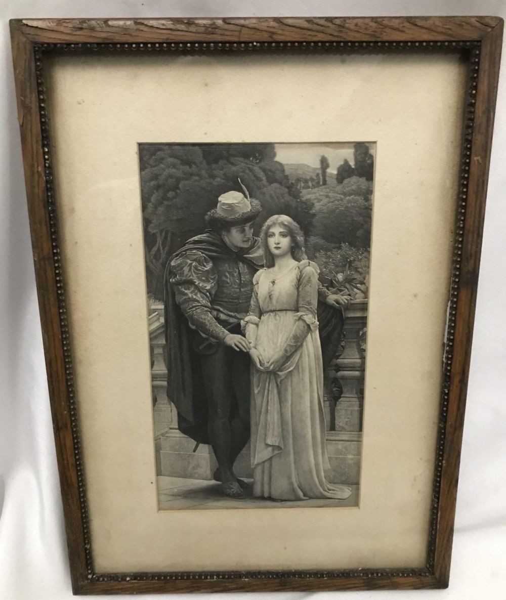 Lot 202: Prince and Maiden Framed Lithograph Nice wooden Frame