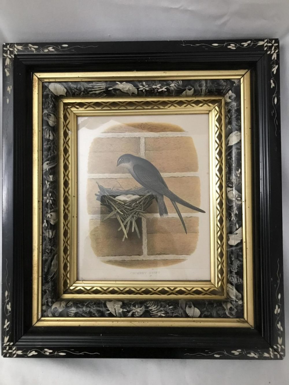 Lot 214: Chimney Swift Early Lithograph Stepdown Frame Frame
