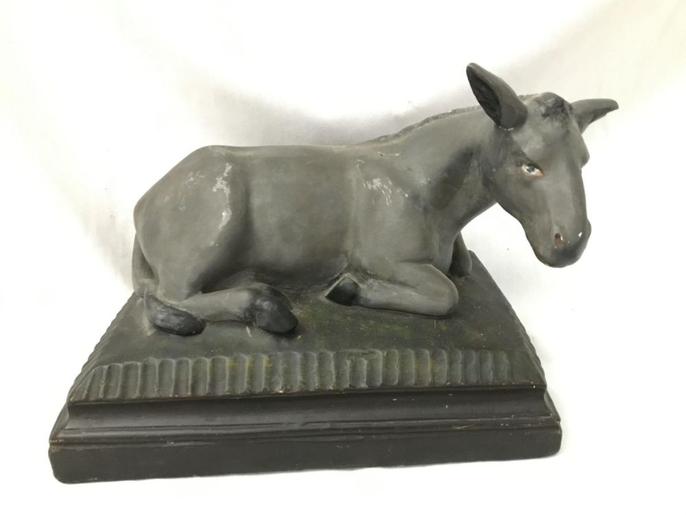 Lot 217: Donkey Statue From a Manger Scene Measures 10 inches