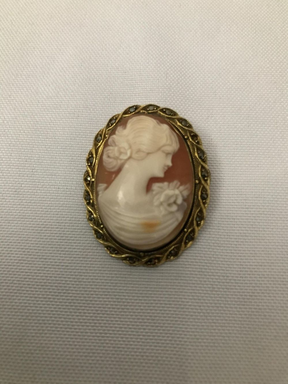 Lot 223: Hand Carved Shell Cameo Measures 1.75 inches