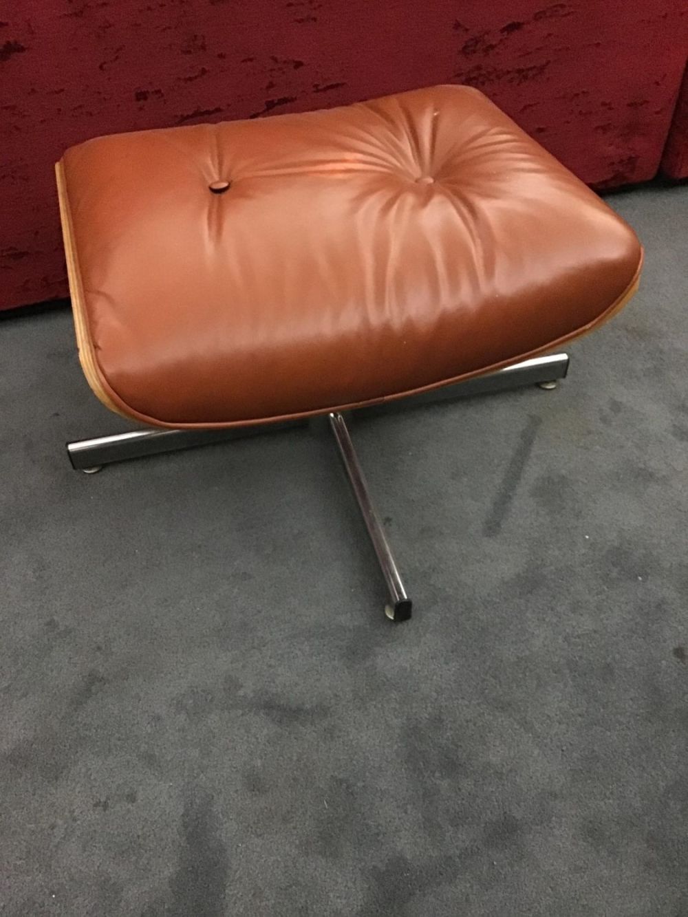 Lot 159: Eames Style Retro Ottoman Measures 15 inches tall and