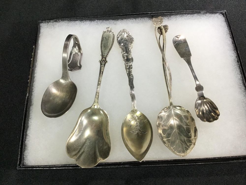 Lot 161: Vintage 5 Sterling Spoon Collection Unique pieces for