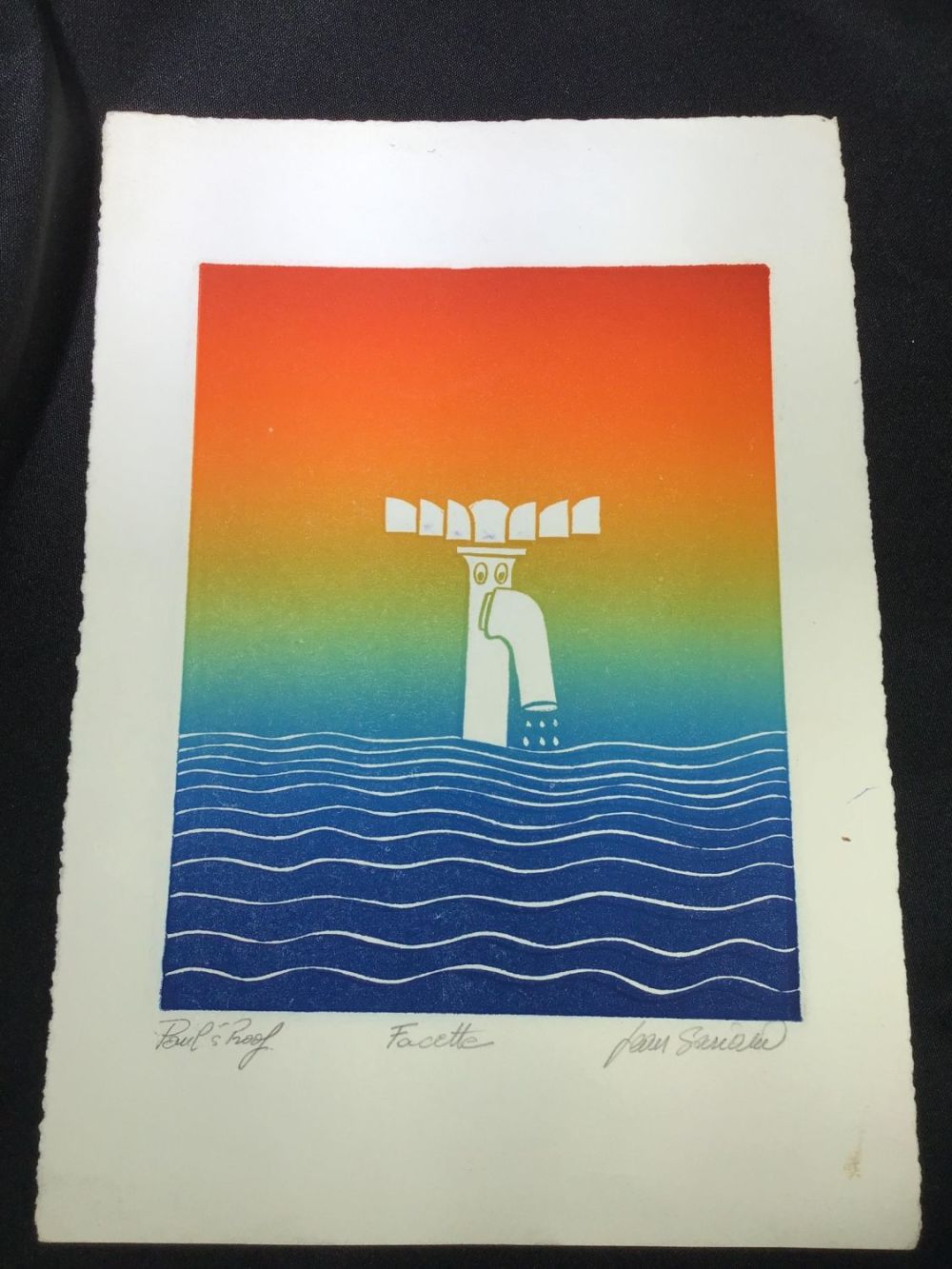 Lot 177: Vintage Lithograph Proof Facette Signed measures 9.25