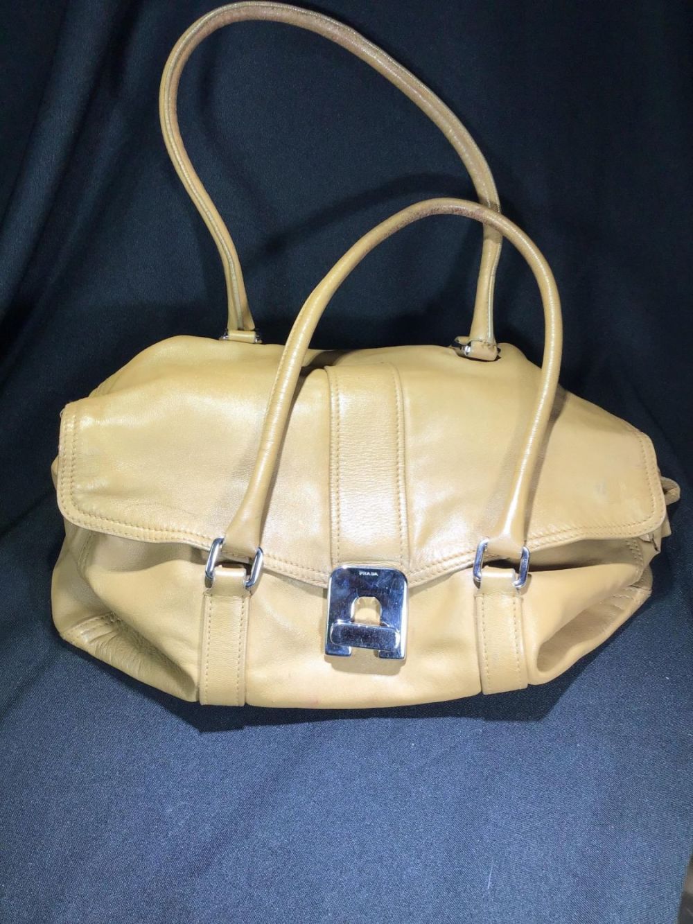 Lot 197: Vintage Prada Leather Foldover Pushlock Satchel