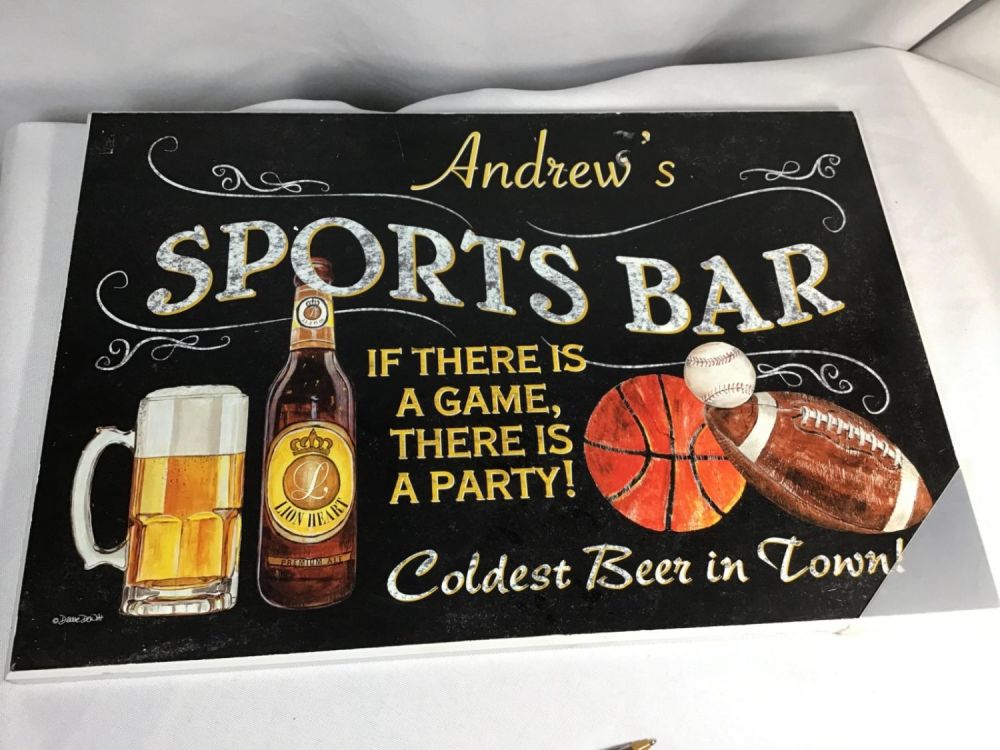 Lot 174: Andrews Sports Bar Sign Great for your Man