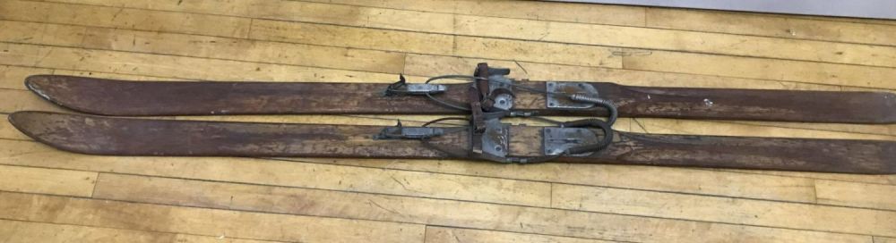 Lot 156: Antique KX Snow Skis Each measures over 6 feet long