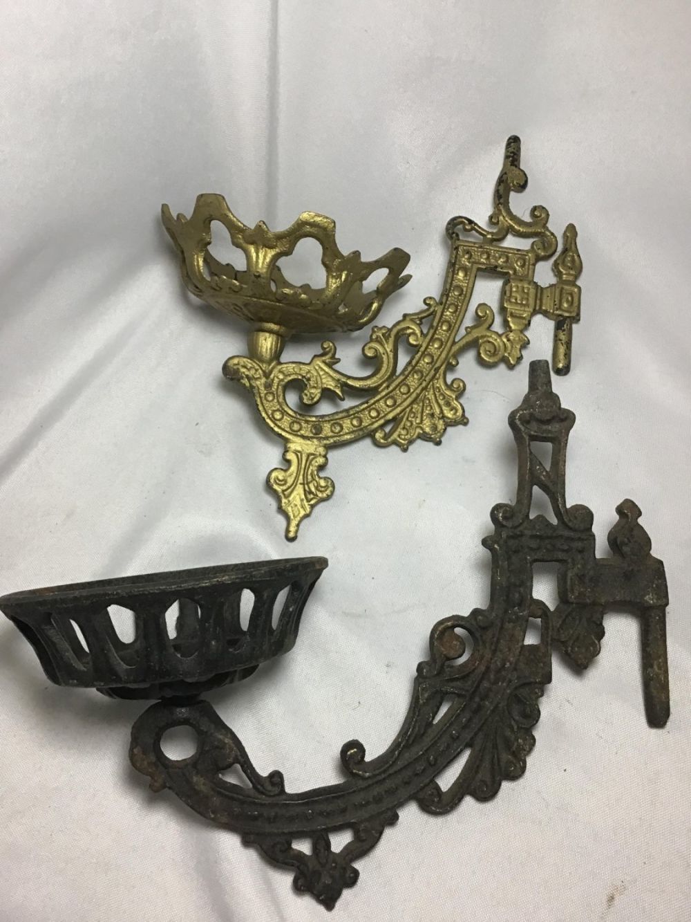 Lot 169: Vintage Hanging Wall Candleholders Each measures 11