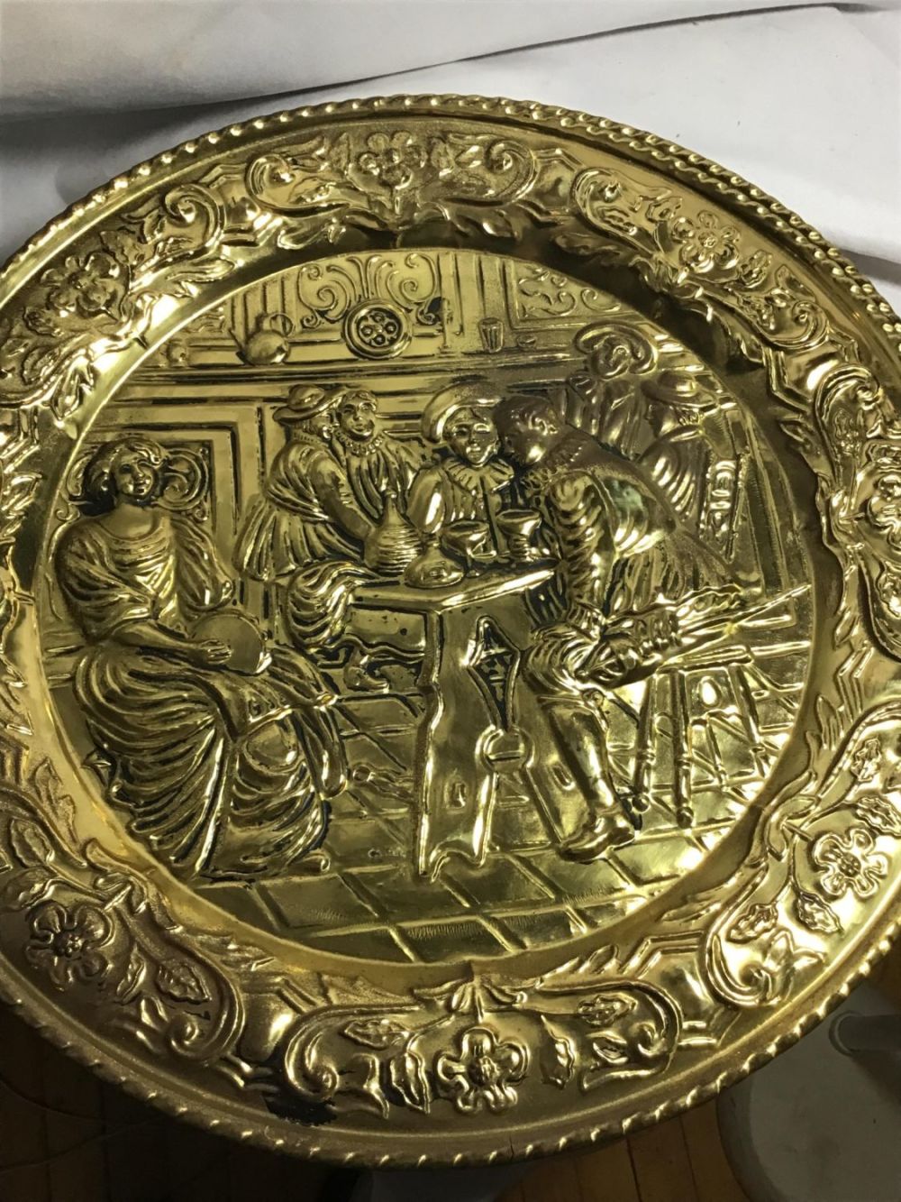 Lot 172: Vintage Larger Embossed Brass Wall Medallions Each