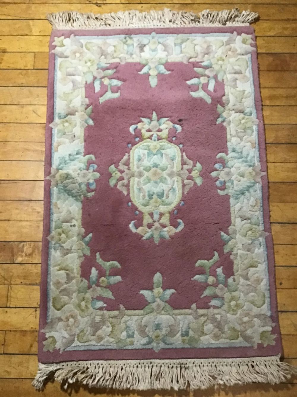 Lot 174: Royal Wool Pile Rose/Ivory Area Rug Hand Made in