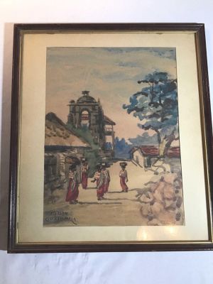 Vintage Watercolor Painted in Guatemala By Atitlan. By Atitlan