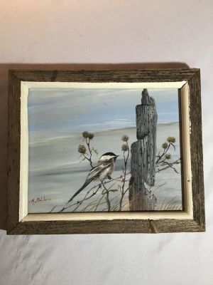 Rustic oil on board painting by M Silence measurements. measurements are 9" x 12"